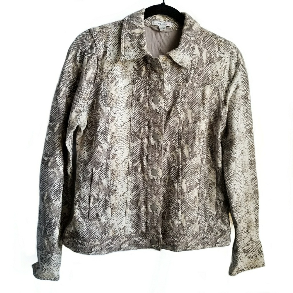 ISAAC MIZRAHI faux snake skin print jacket size S